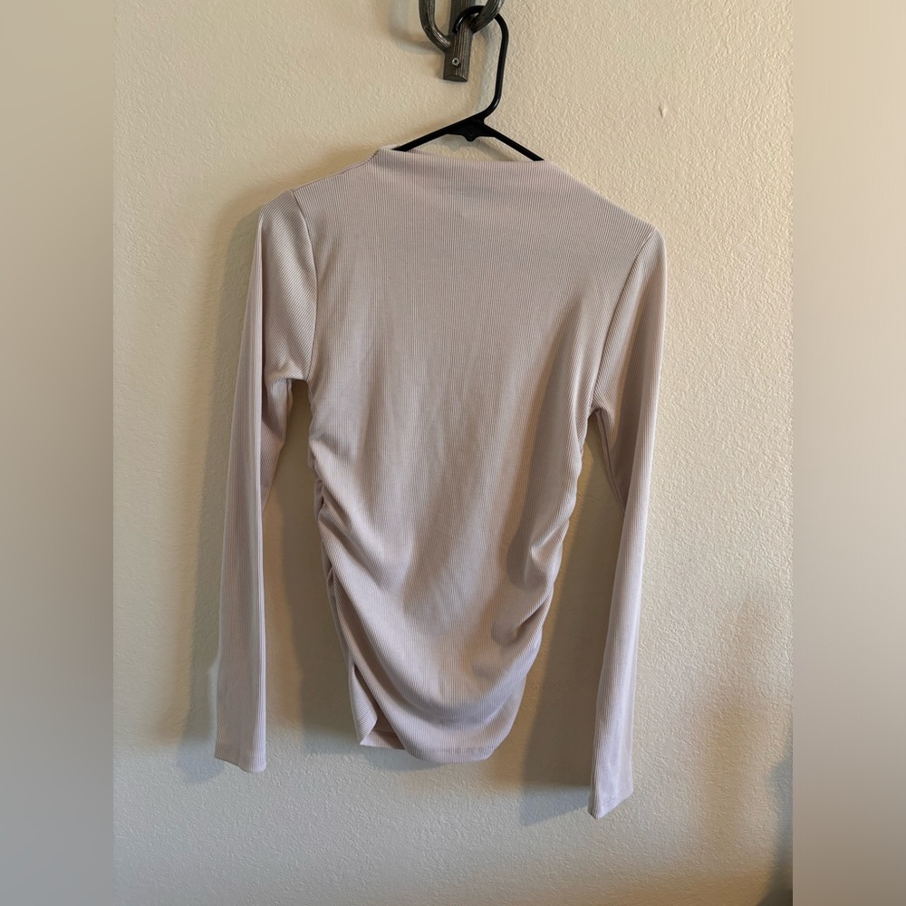Long Sleeve Ribbed Top in Cream